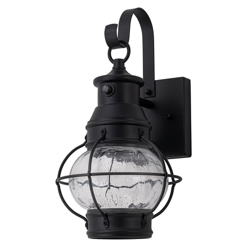 Kofara 1-Light Modern 14"High Dusk to Dawn Seeded Glass Lantern LED Outdoor Wall Sconce