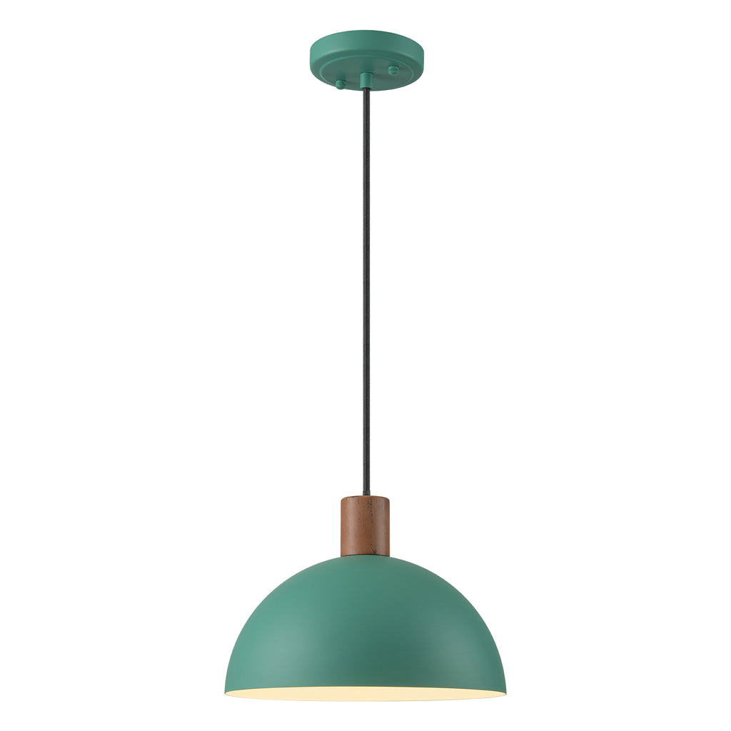 Kofara 1-Light Modern 11"Wide Green/Black Small Dome Pendant Light