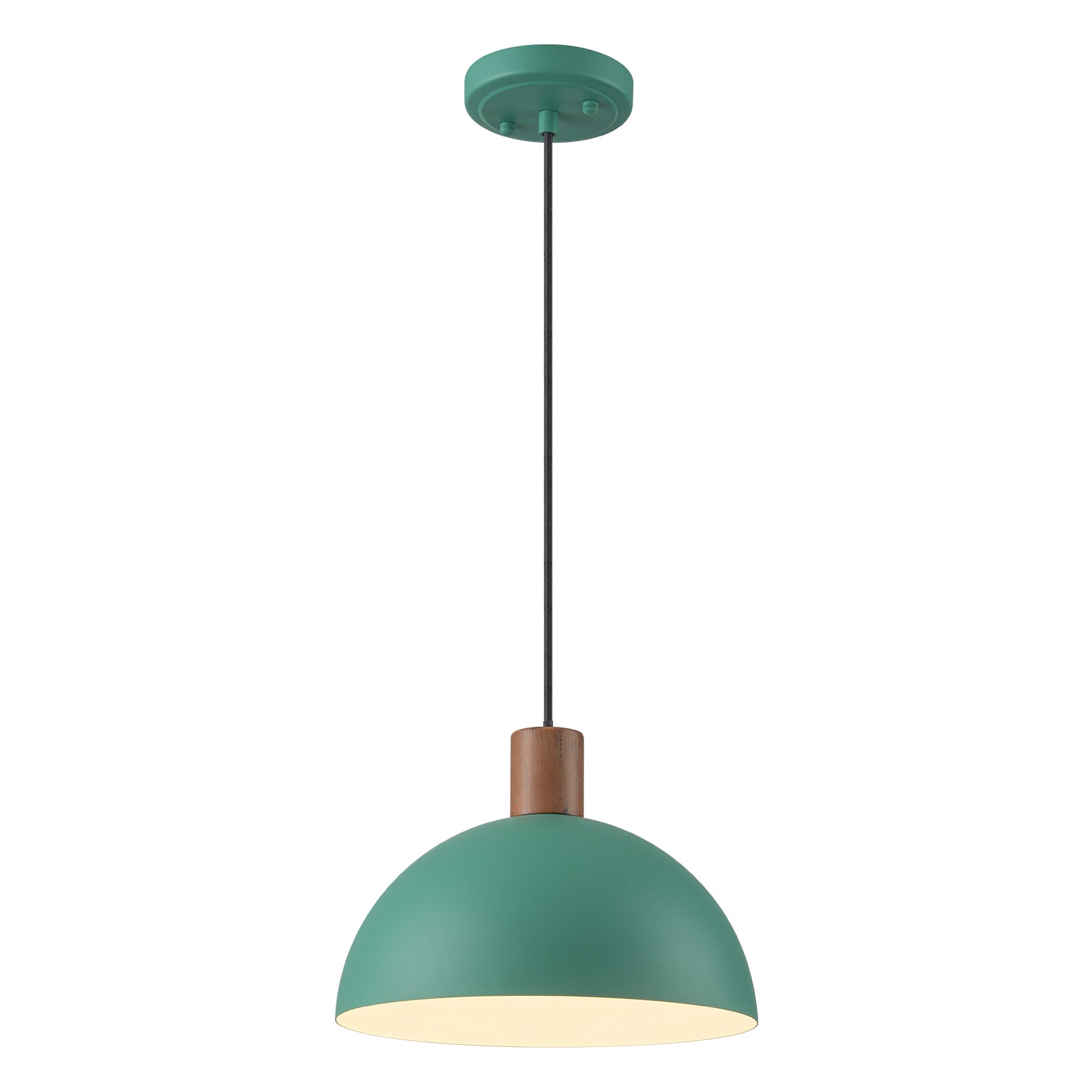 Kofara 1-Light Modern 11"Wide Green/Black Small Dome Pendant Light