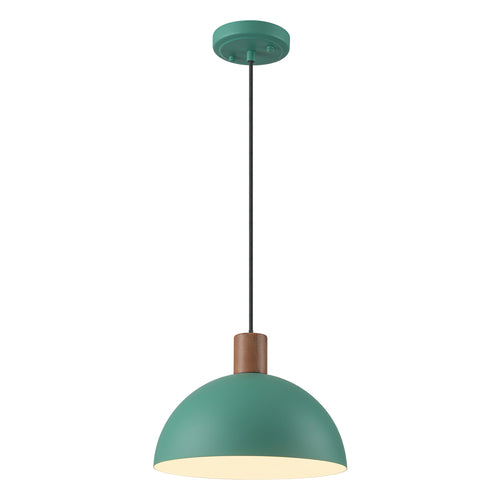 Kofara 1-Light Modern 11"Wide Green/Black Small Dome Pendant Light