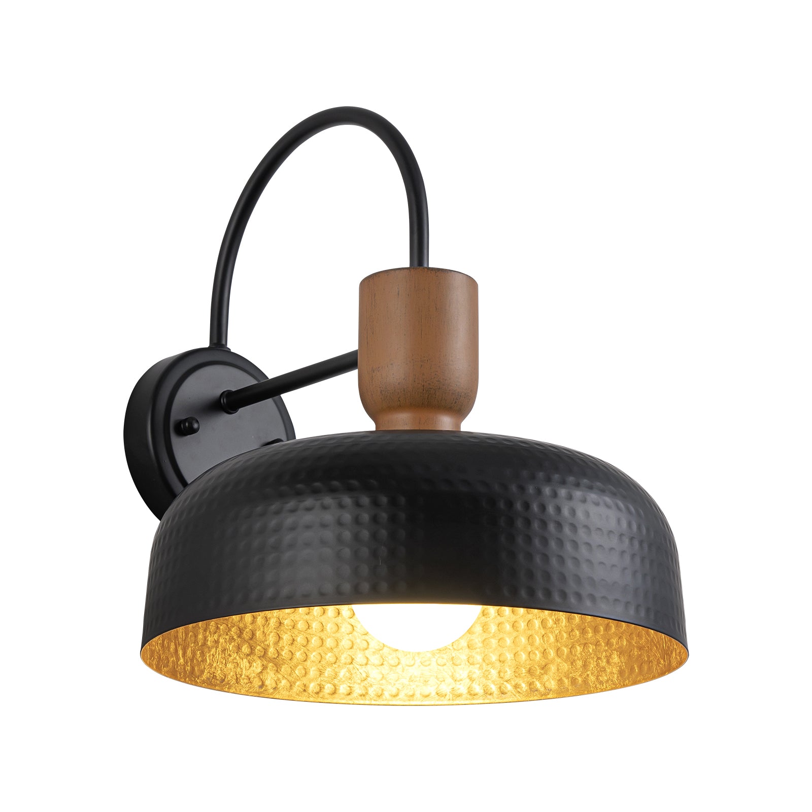 Kofara 1-Light Modern 12"Wide Hammered Black Dome Indoor/Outdoor Wall Sconce