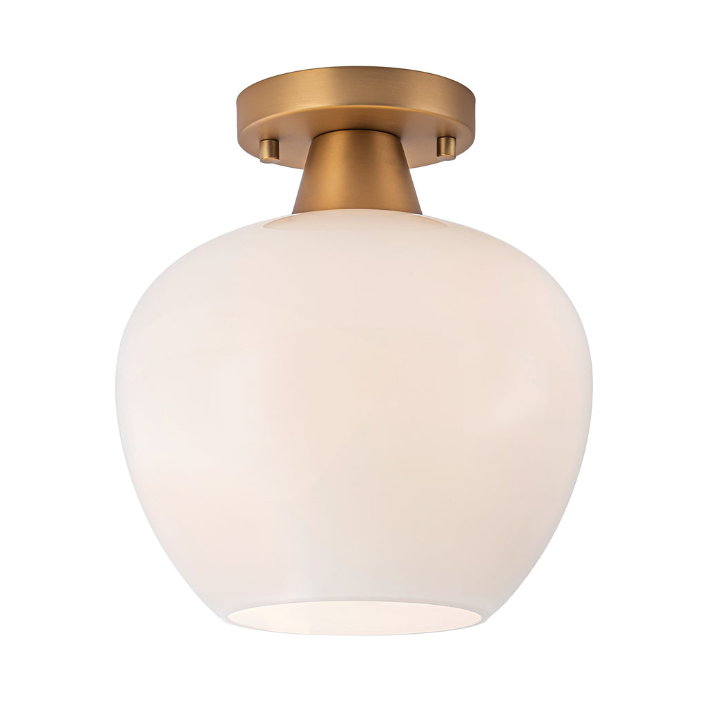 Kofara 1-Light Modern Opal Glass Small Semi-Flush Mount Ceiling Light