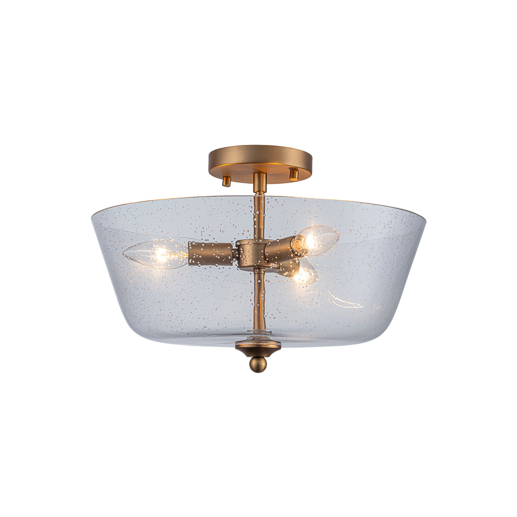 Kofara 3-Light Modern 15"Wide Bowl Clear Seeded Glass Semi-Flush Mount Ceiling Light