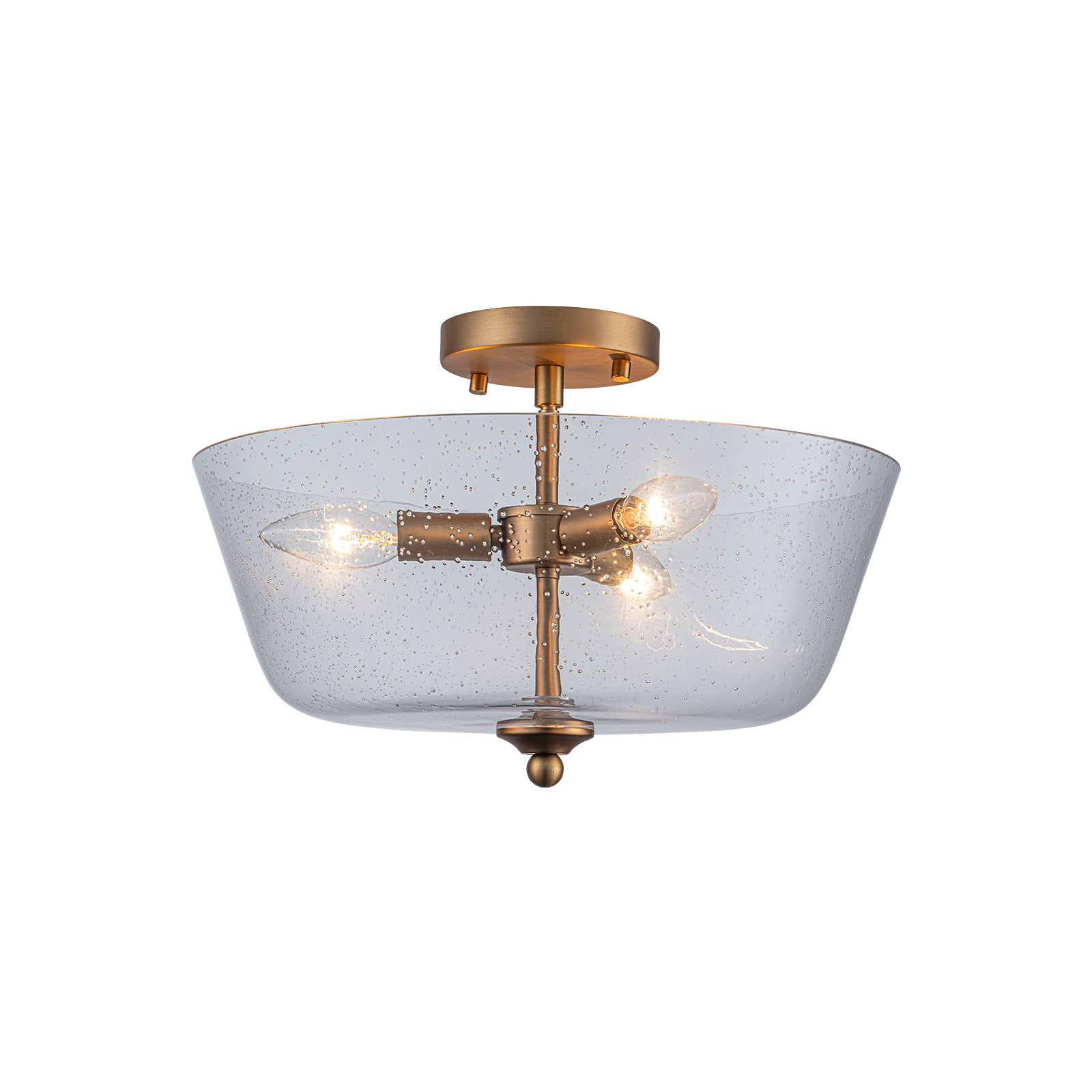 Kofara 3-Light Modern 15"Wide Bowl Clear Seeded Glass Semi-Flush Mount Ceiling Light