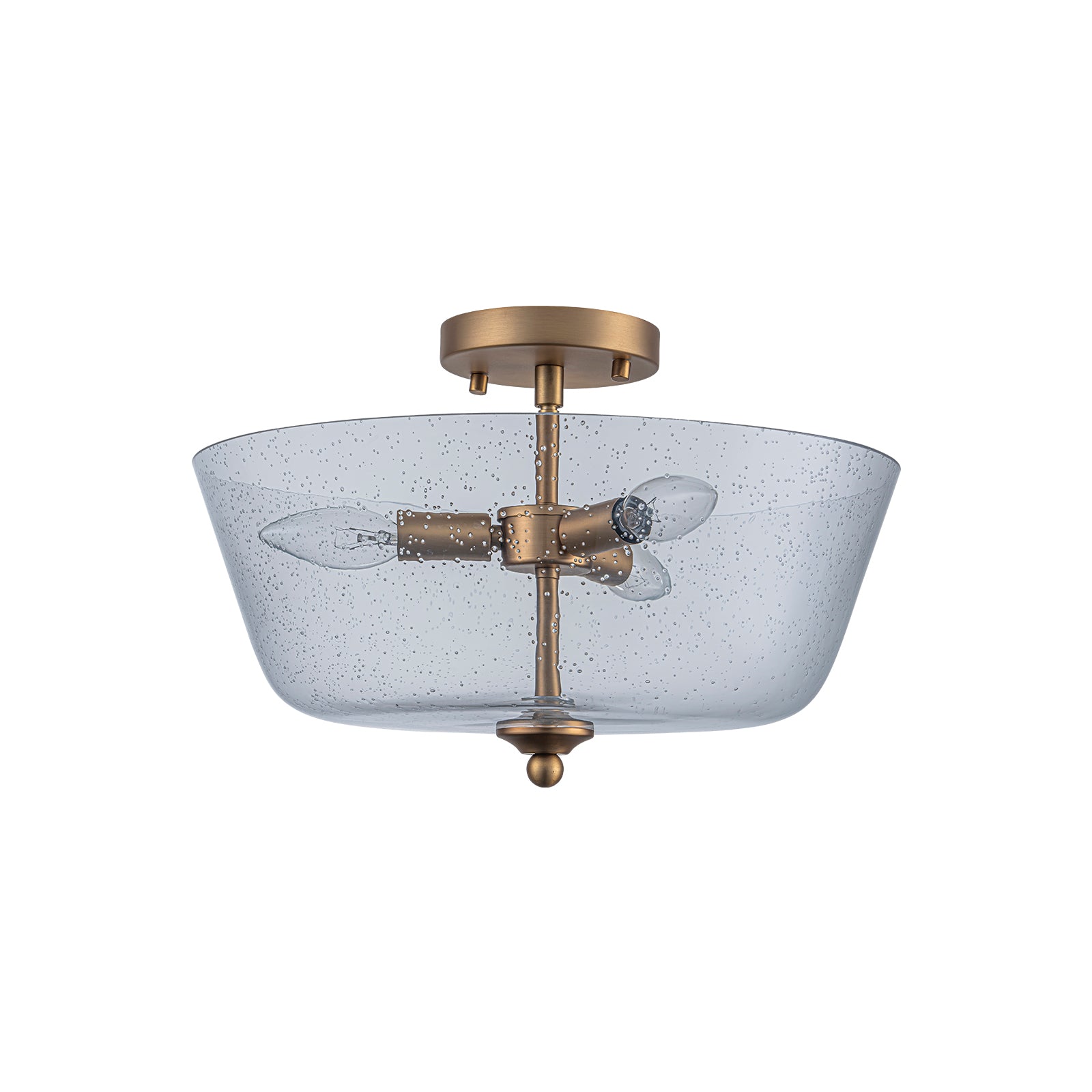 Kofara 3-Light Modern 15"Wide Bowl Clear Seeded Glass Semi-Flush Mount Ceiling Light