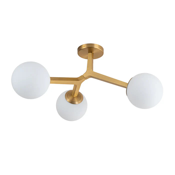 Kofara 3-Light Modern 24"Wide Opal Glass Globe Sputnik Semi Flush Mount