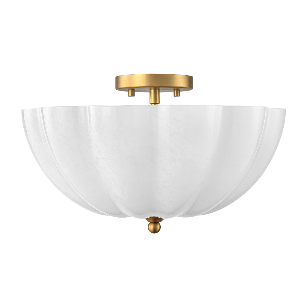 Kofara 3-Light Vintage 16"Wide Frosted Cloud/Opal Glass Semi-Flush Mount Ceiling Light