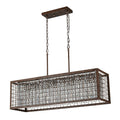 Kofara Rustic 37"Wide Large Antique Bronze Rectangle Crystal Chandelier