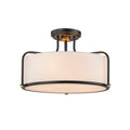 Kofara 5-Light Modern 18"Wide Black Textured Fabric Drum Semi-Flush Mount Ceiling Light