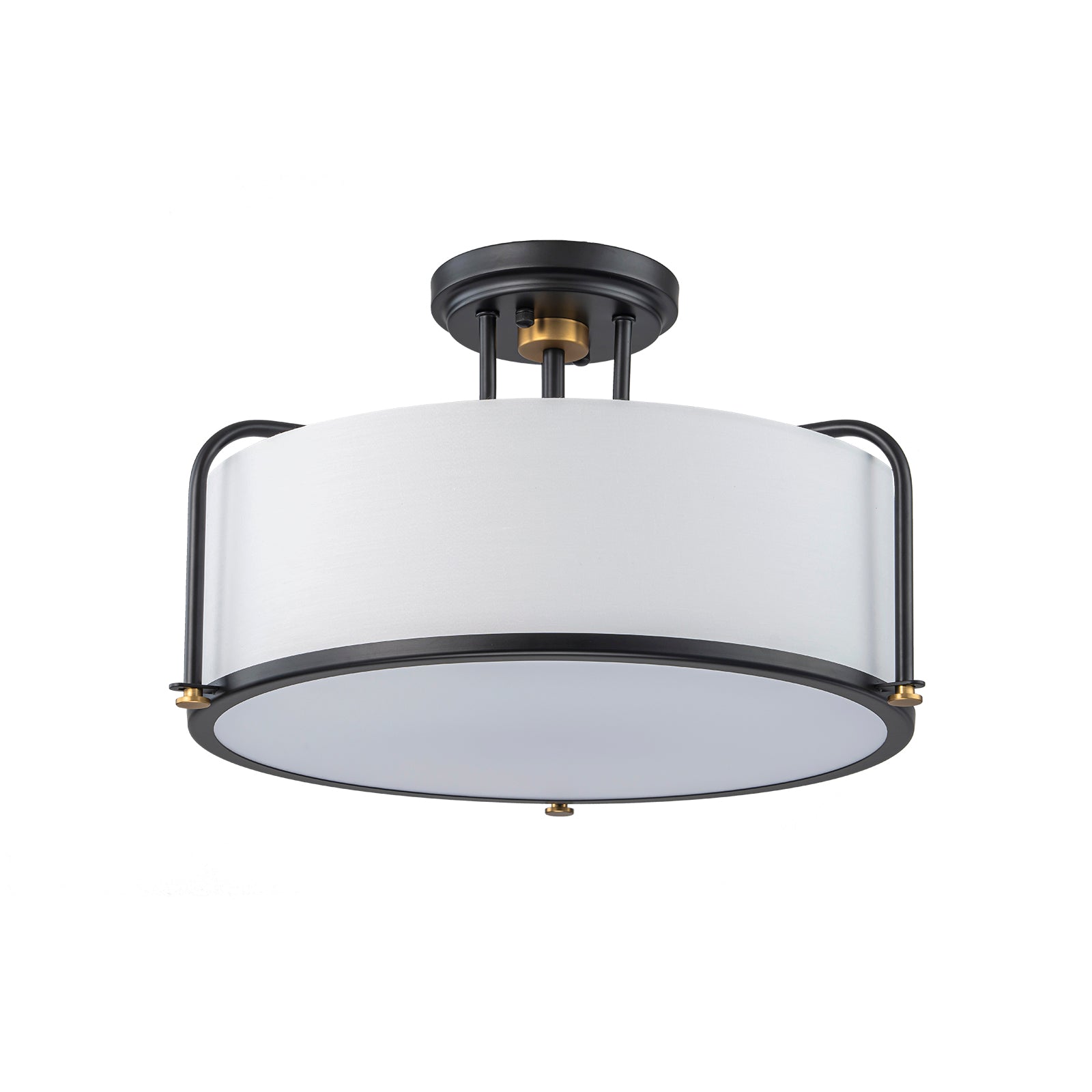Kofara 5-Light Modern 18"Wide Black Textured Fabric Drum Semi-Flush Mount Ceiling Light