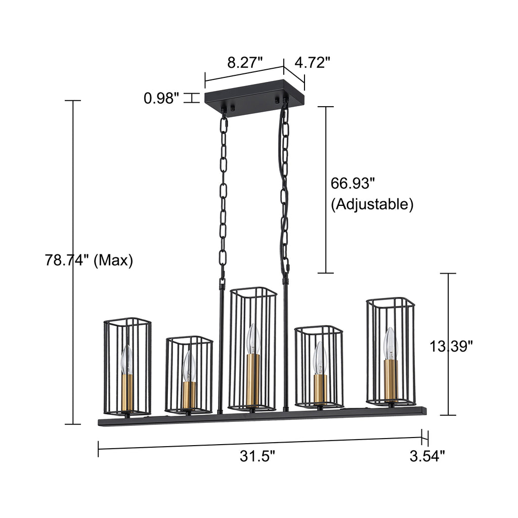 Kofara 5-Light Modern 32"Wide Linear Metal Pendant Light Island Light