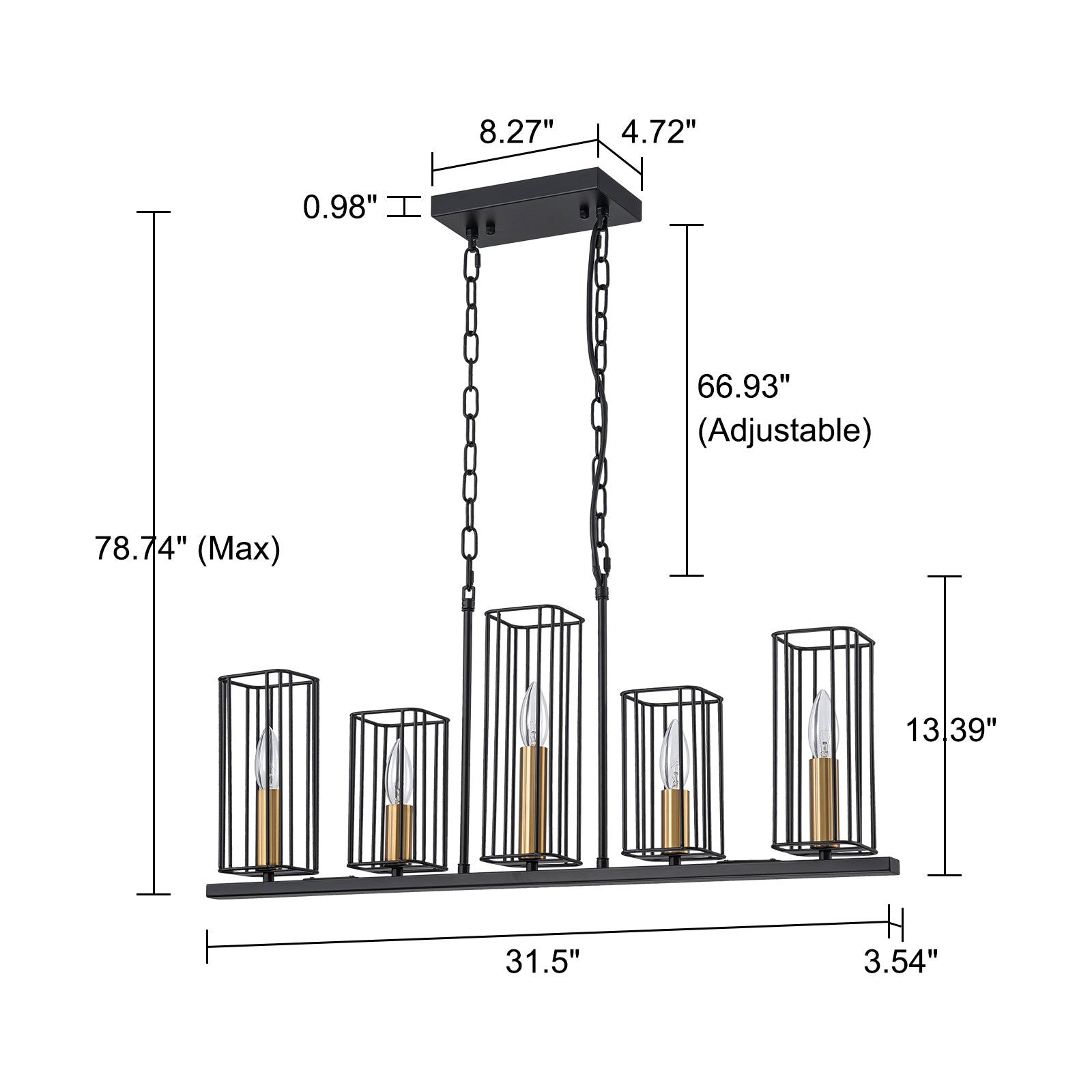 Kofara 5-Light Modern 32"Wide Linear Metal Pendant Light Island Light